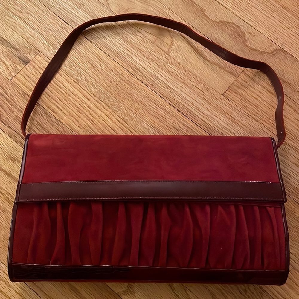 Stuart Weitzman Red Clutch with Brown Accents